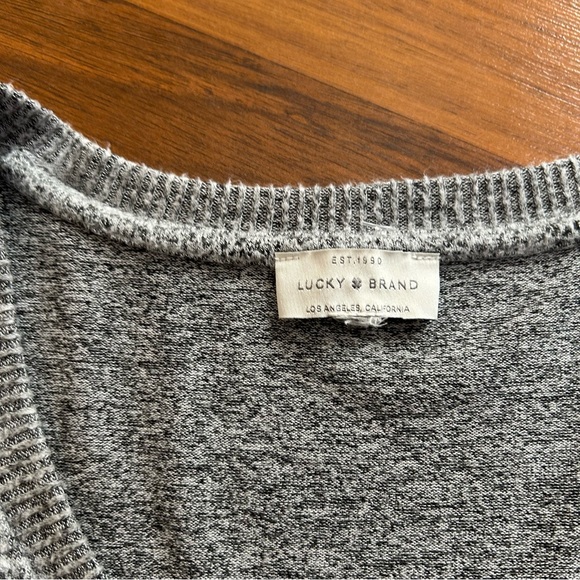 Lucky Brand Sweater Tunic V Neck Long Sleeves Pullover Heather Gray Size Large - Picture 3 of 7